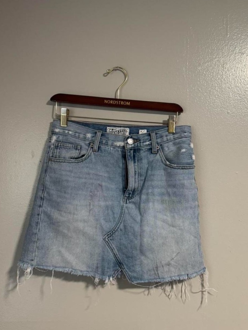 Lucky Brand Light Blue Distressed Denim Skirts